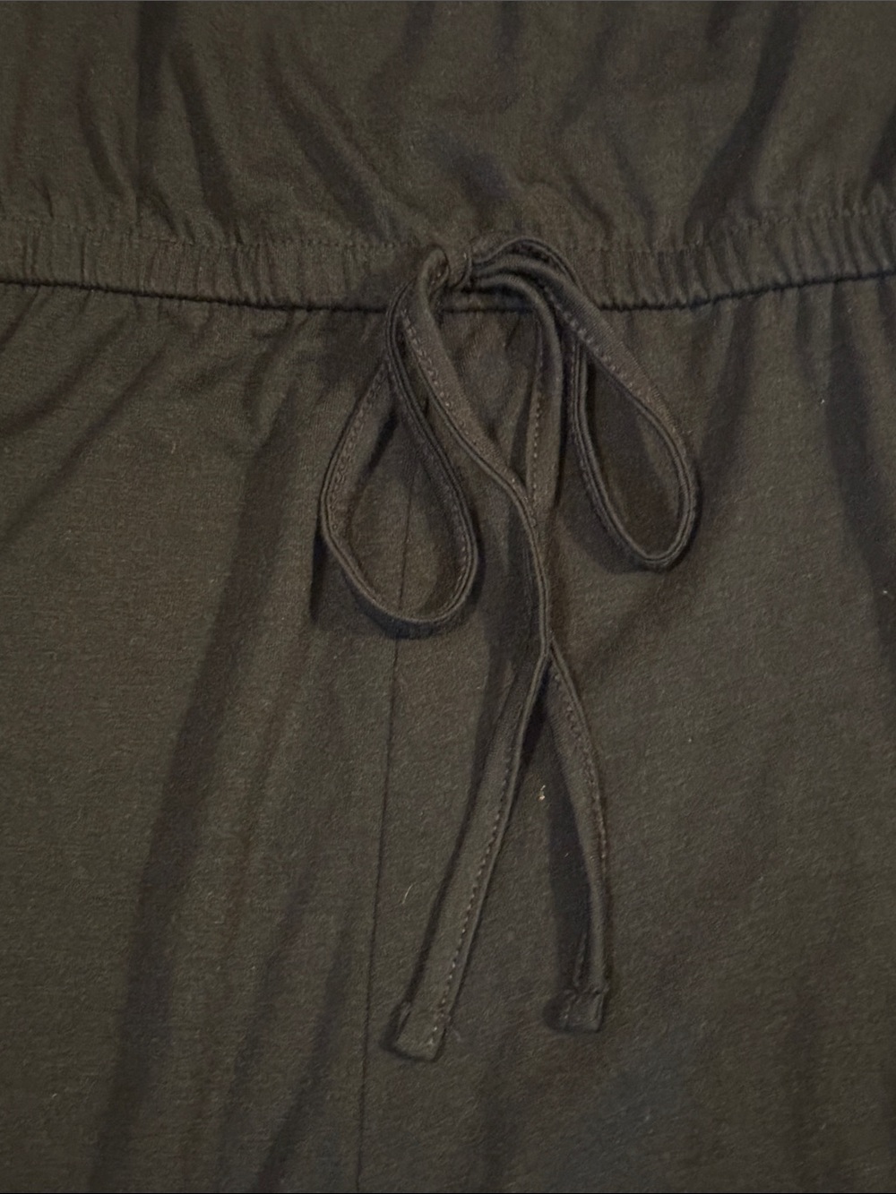 Black Short-Sleeve Drawstring Waist Jumpsuit - Picture 3 of 5